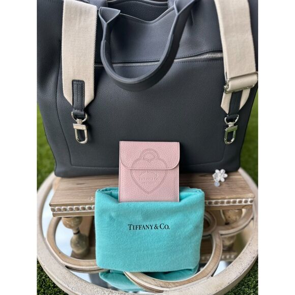 Tiffany & Co.Crystal Pink Taurillon Leather Pouch Clutch Purse Card Holder - Picture 2 of 5